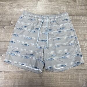 Huk‎ Performance Fishing Shorts Mens Medium Gray Fish Print Swim Trunks H2000134
